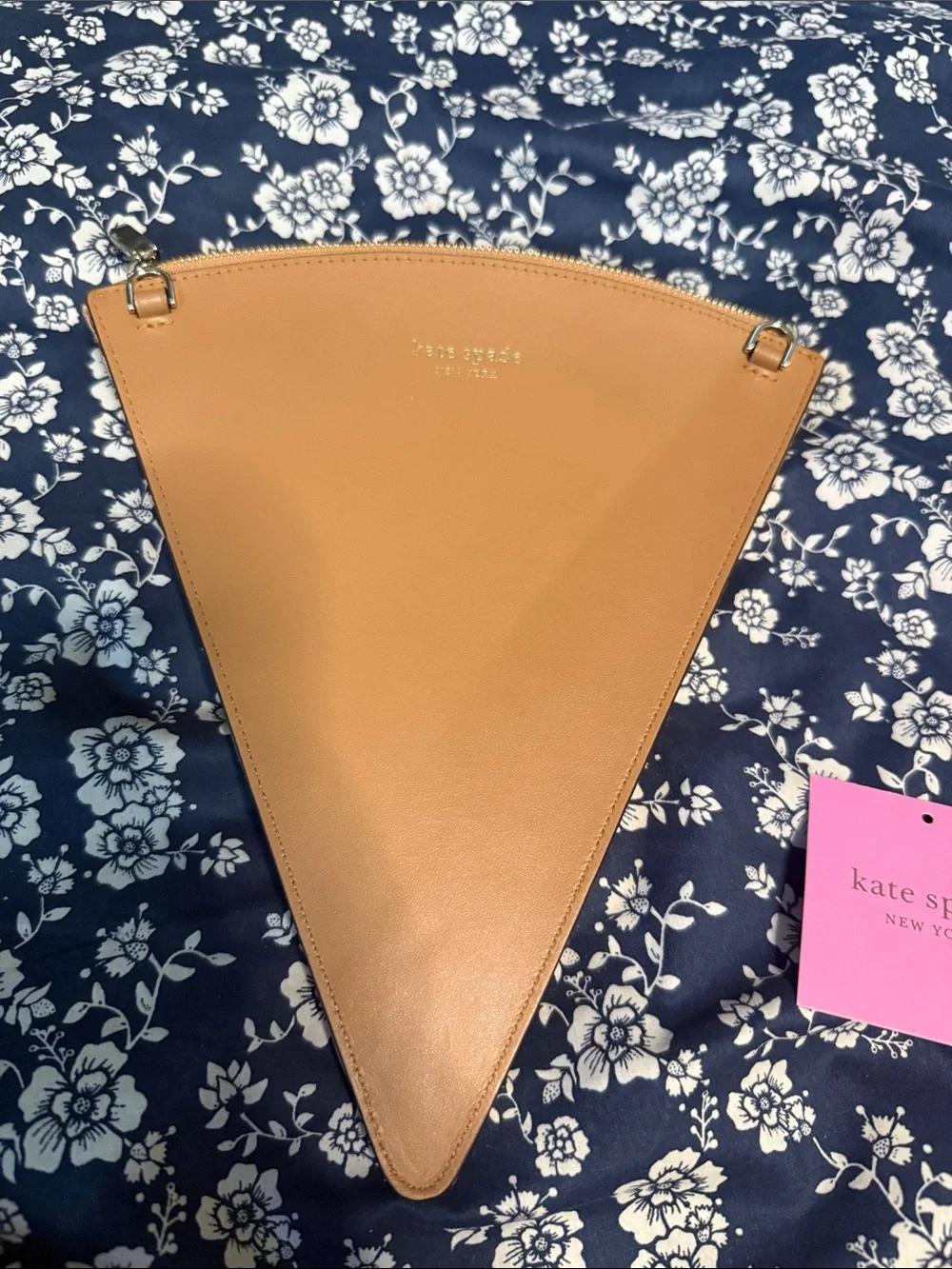 kate spade gold crystal pizza slice wristlet with red accents